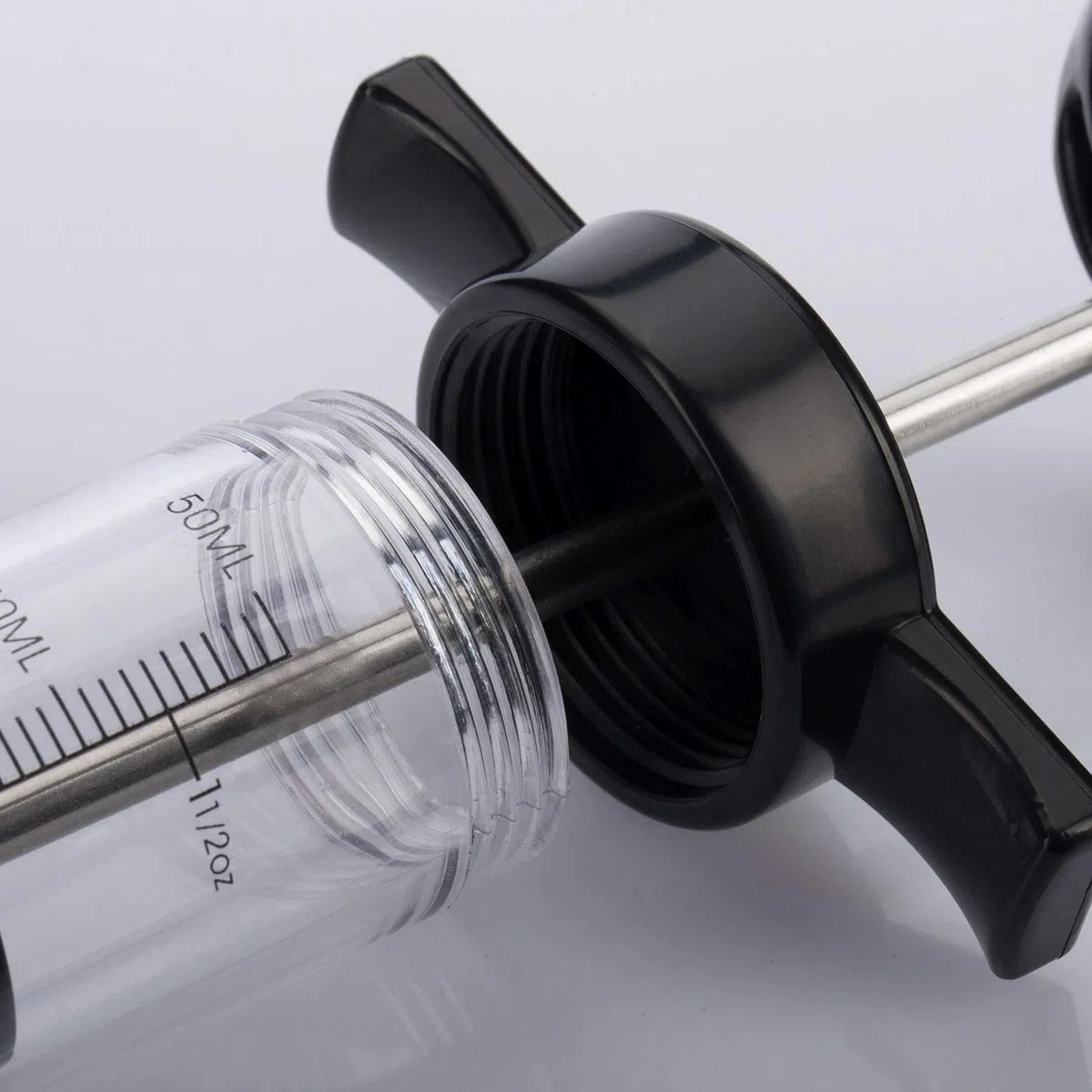 Westmark Jeringa para marinar con aguja extraíble, Longitud: 22,5 cm, Con escala hasta 1,5 oz/50 ml, Plástico/acero inoxidable, Transparente/negro, 61422280