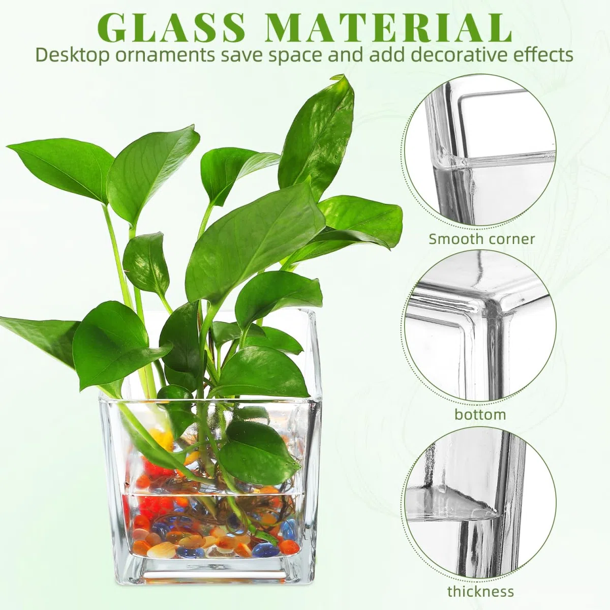 STOBAZA Jarrón De Cristal Cuadrado 10X10cm Florero De Cubo Transparente Macetero Hidropónico Portavelas para Mesa De Boda Centro De Mesa Decoración De Oficina En El Hogar