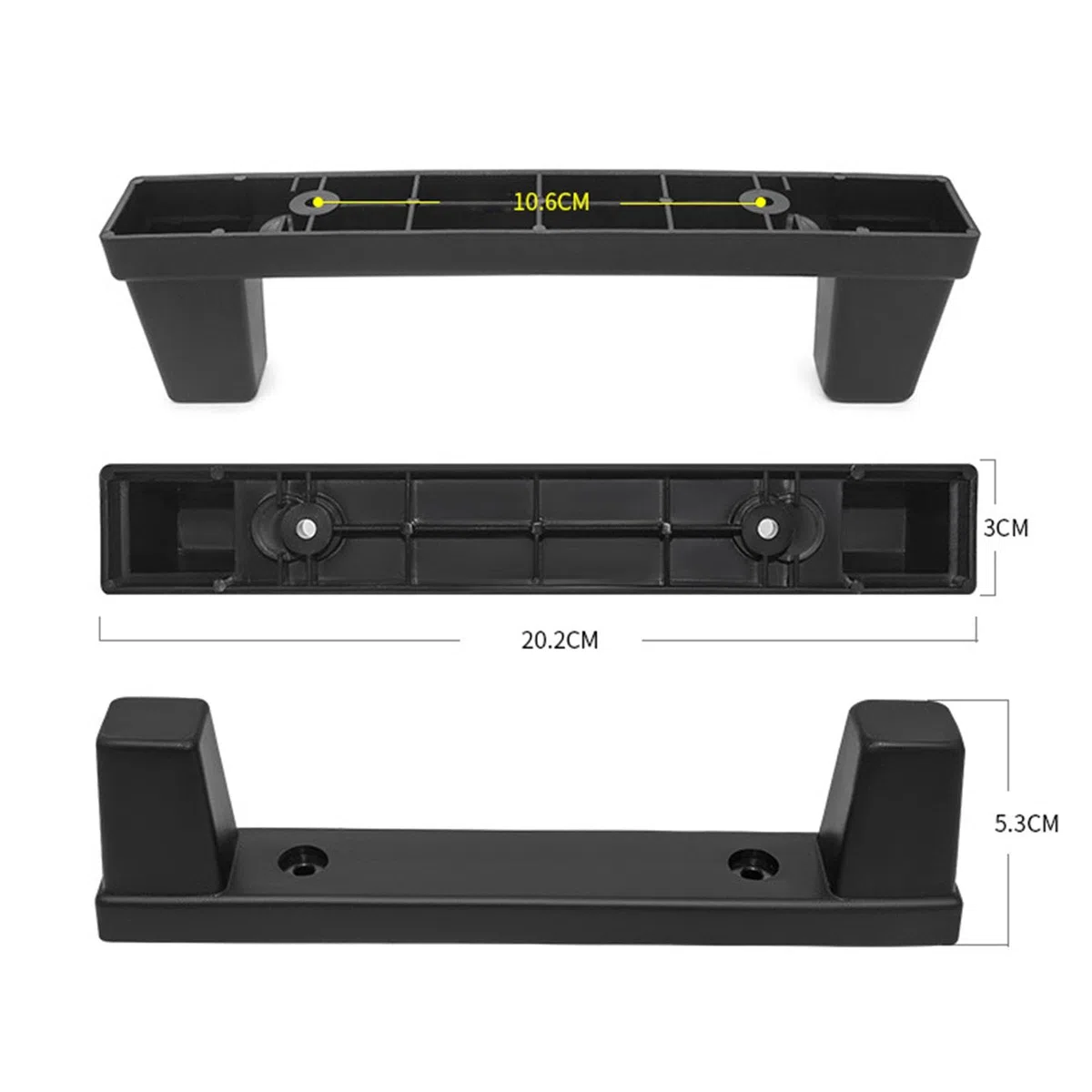Soporte para patas de equipaje, pasador de equipaje, alto rendimiento, duradero, resistente, PP negro, almohadilla de pie para maletas de viaje, Negro , 20,2 cm x 3 cm x 5,3 cm