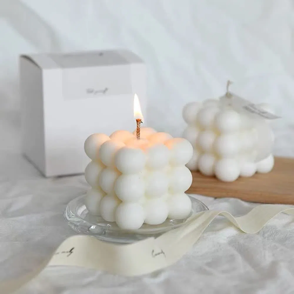 2Pcs velas de cera de abeja de soja, natural y aromática Bubble Candle, hechas a mano