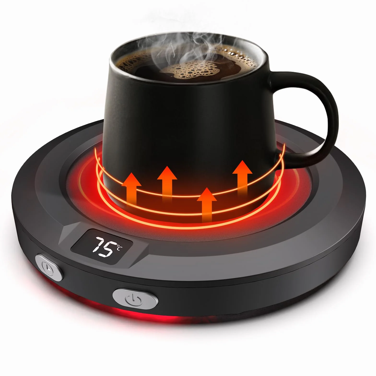 Calentador de Tazas 3 Ajustes de Temperatura Apagado Automático 2-12h para Café Leche Té (Negro)