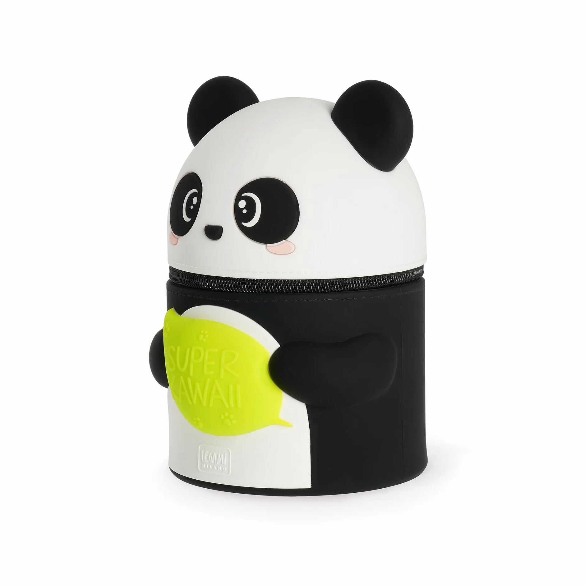 Legami - Estuche Super Kawaii con Pandas, Espacioso, con Capacidad para hasta 100 bolígrafos borrables, de Silicona Suave, 13 x 19 x 13 cm