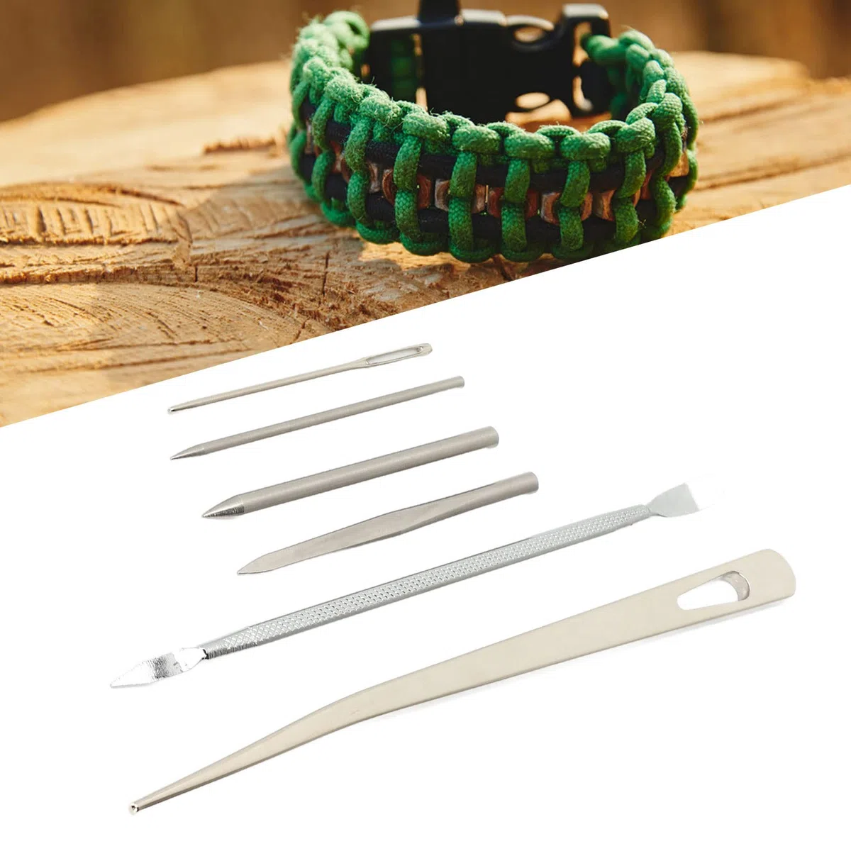 Herramientas de Paracord, Juego de Agujas de Paracord 6PCS Herramienta de Aguja de Paracord Juego de Costura de Paracord de Acero Inoxidable Juego de Agujas FID de Paracord Reutilizable