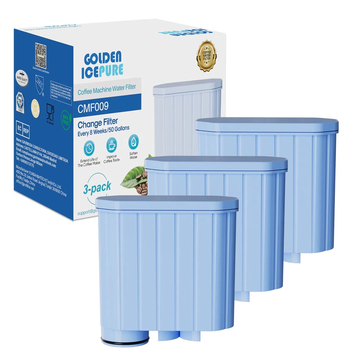 GOLDEN ICEPURE Filtro de agua para máquina de café Compatible Con Philips Aqua Clean y Saeco Aqua Clean, CA6903/10 CA6903/22 CA6903, 3 piezas
