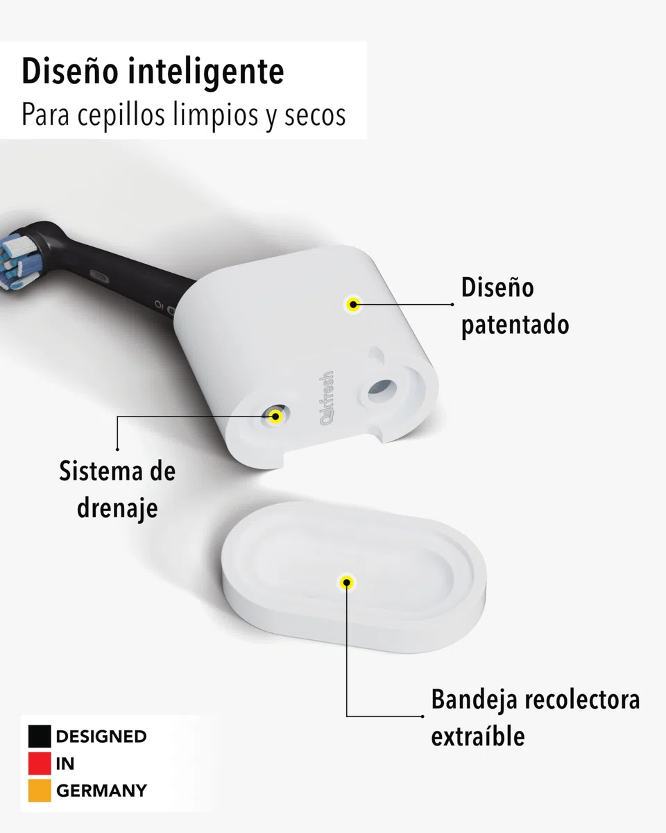 Qikfresh - Soporte para 2 Cabezales y cepillos dentales - Compatible con Oral-B, iO, Philips Sonicare, Waterpik, Fairywill - Silicona alimentaria (Blanco)