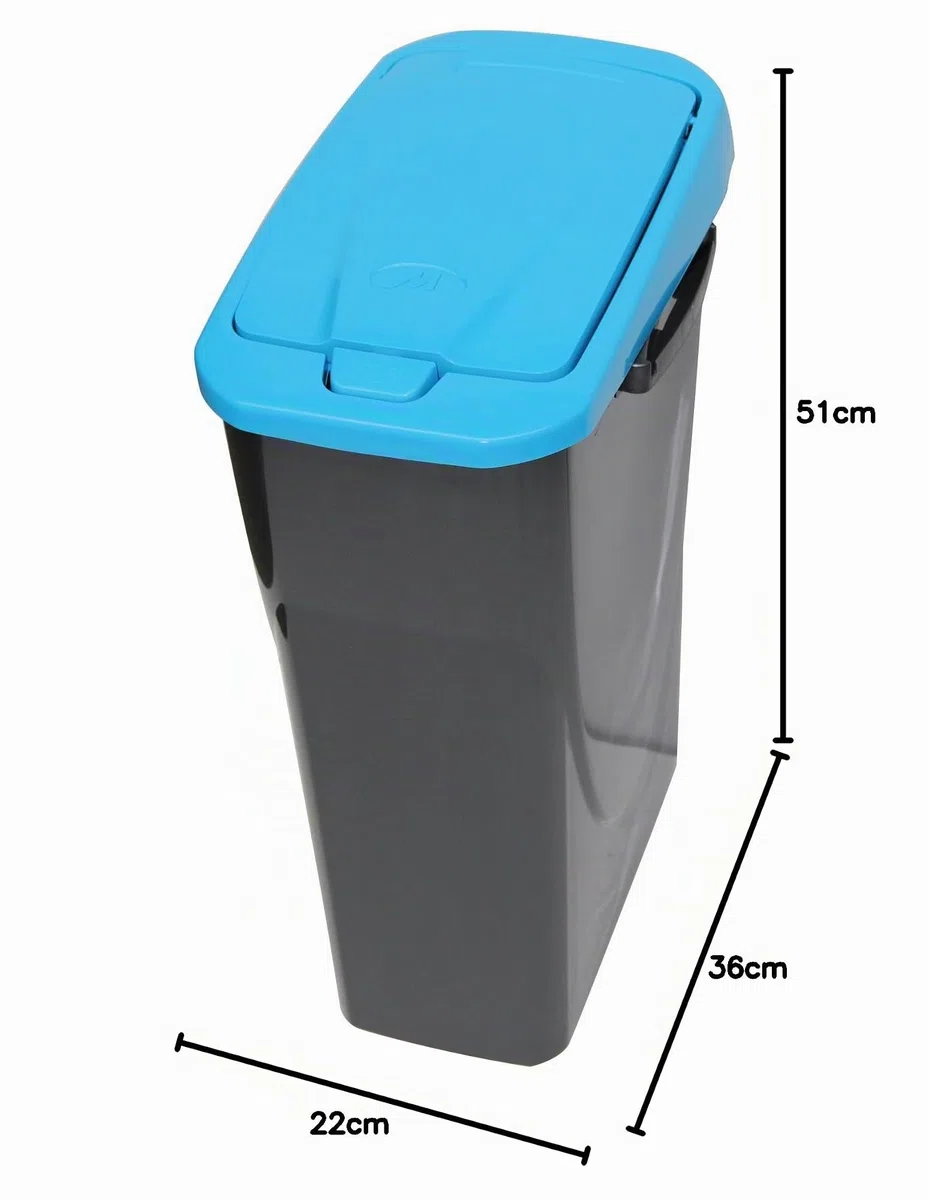 Cubo con Tapa 25 L ECOBIN con Tapa de Color Azul 21,5x36x51 cm