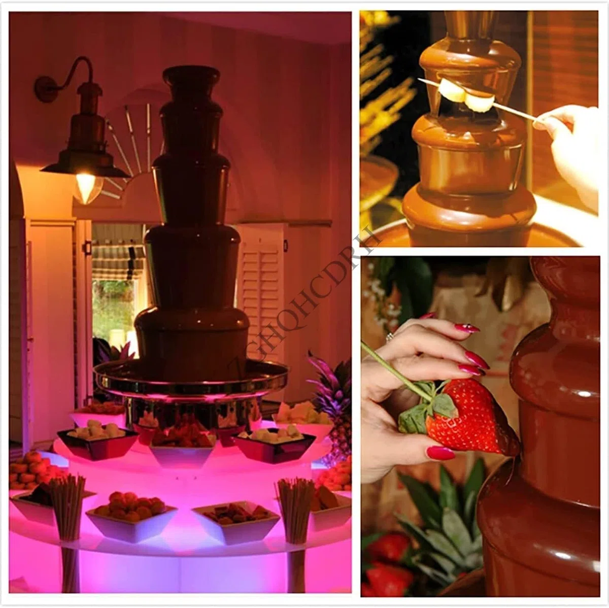 Máquina de fuente de chocolate de gran capacidad con control de temperatura, calentador de salsa para fiestas, bodas, restaurantes