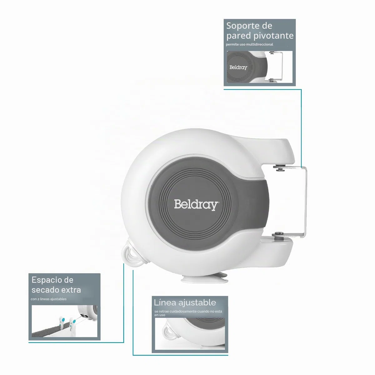 Beldray LA027016EU Línea De Ropa De Doble Retráctil Con 26 Metros De Cuerda, Línea De Lavado Resistente Al Viento, Tendedero Robusta Y Duradera Con Cuerdas Extensibles, Instalar En Cualquier Lugar