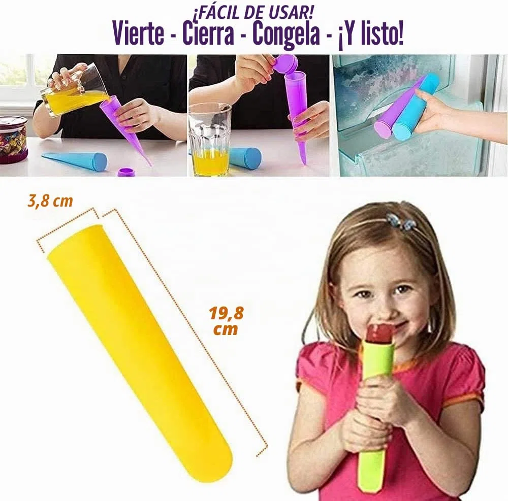 iNeibo Juego de Moldes Para Helados, Polos de Hielo, Moldes Helados Silicona, sin BPA (Juego de 10)