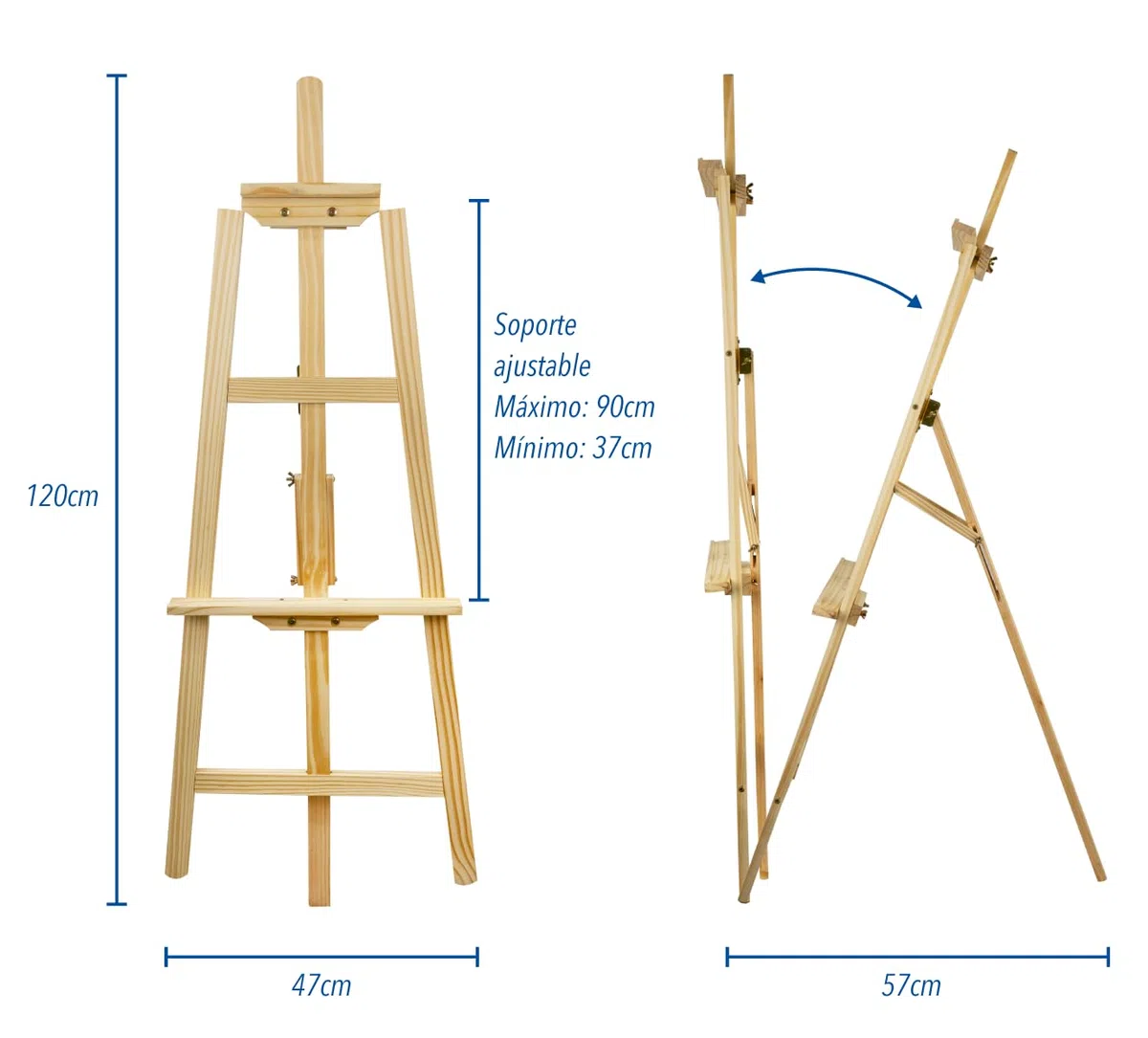 CHELY INTERMARKET Caballete Madera 120 CM Natural Caballete Plegable Para Pintura Lienzo Profesional Artistas Niños Adultos Acrílico Óleo Acuarela Trípode Soporte Portátil Estudio Manualidades