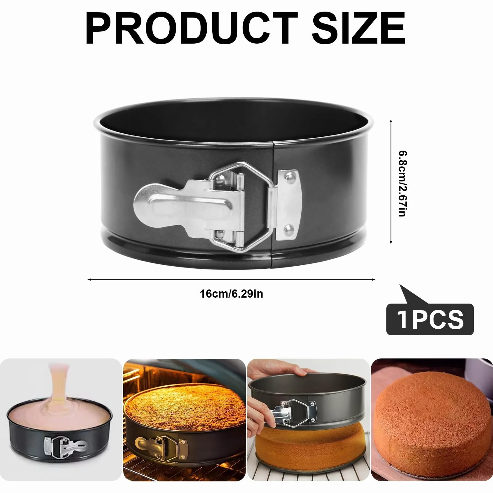 Molde desmontable redondo, negro, acero al carbono antiadherente, juego de moldes pequeños para tartas, mousse y pasteles de gasa