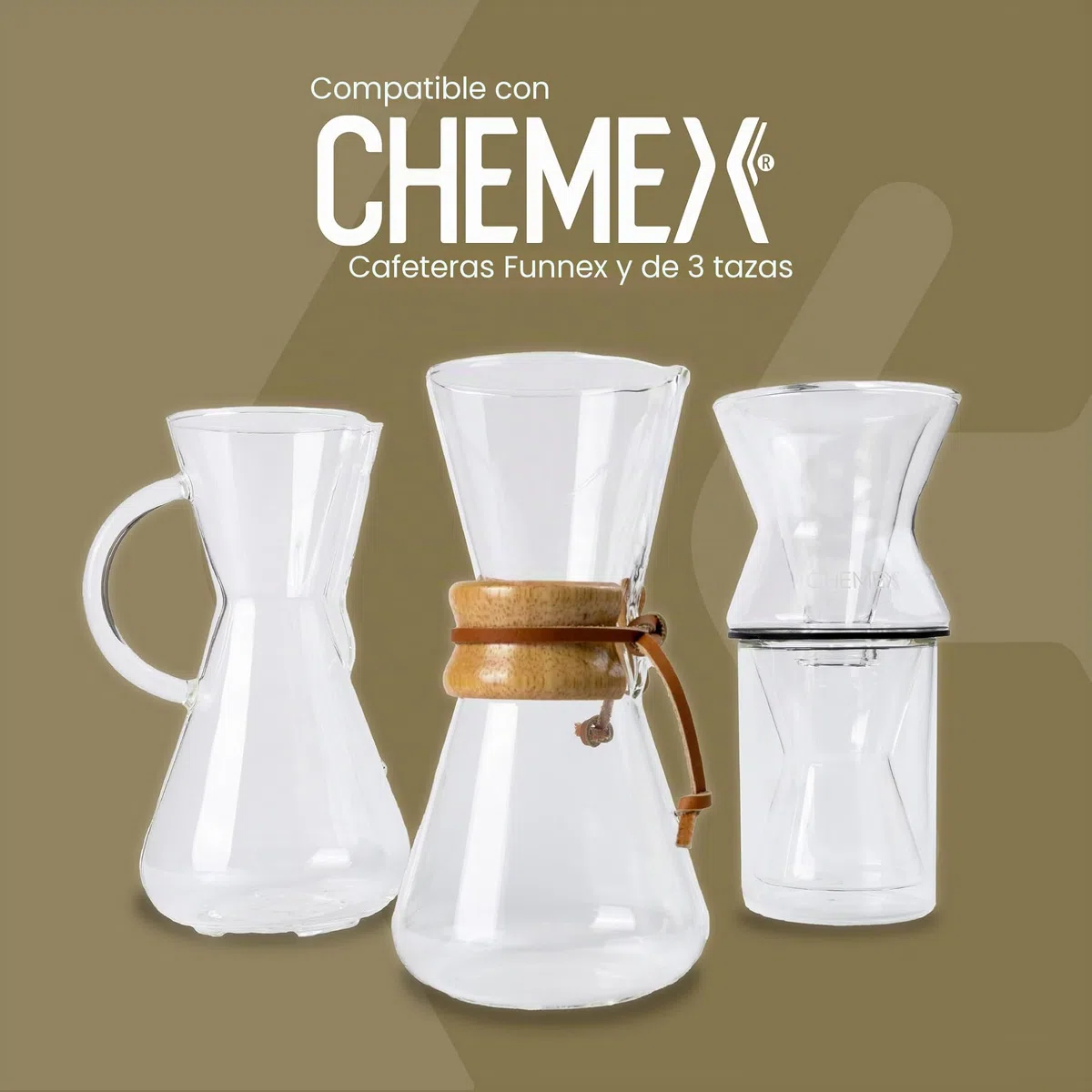 Chemex Filtro unido, media luna, 100 unidades