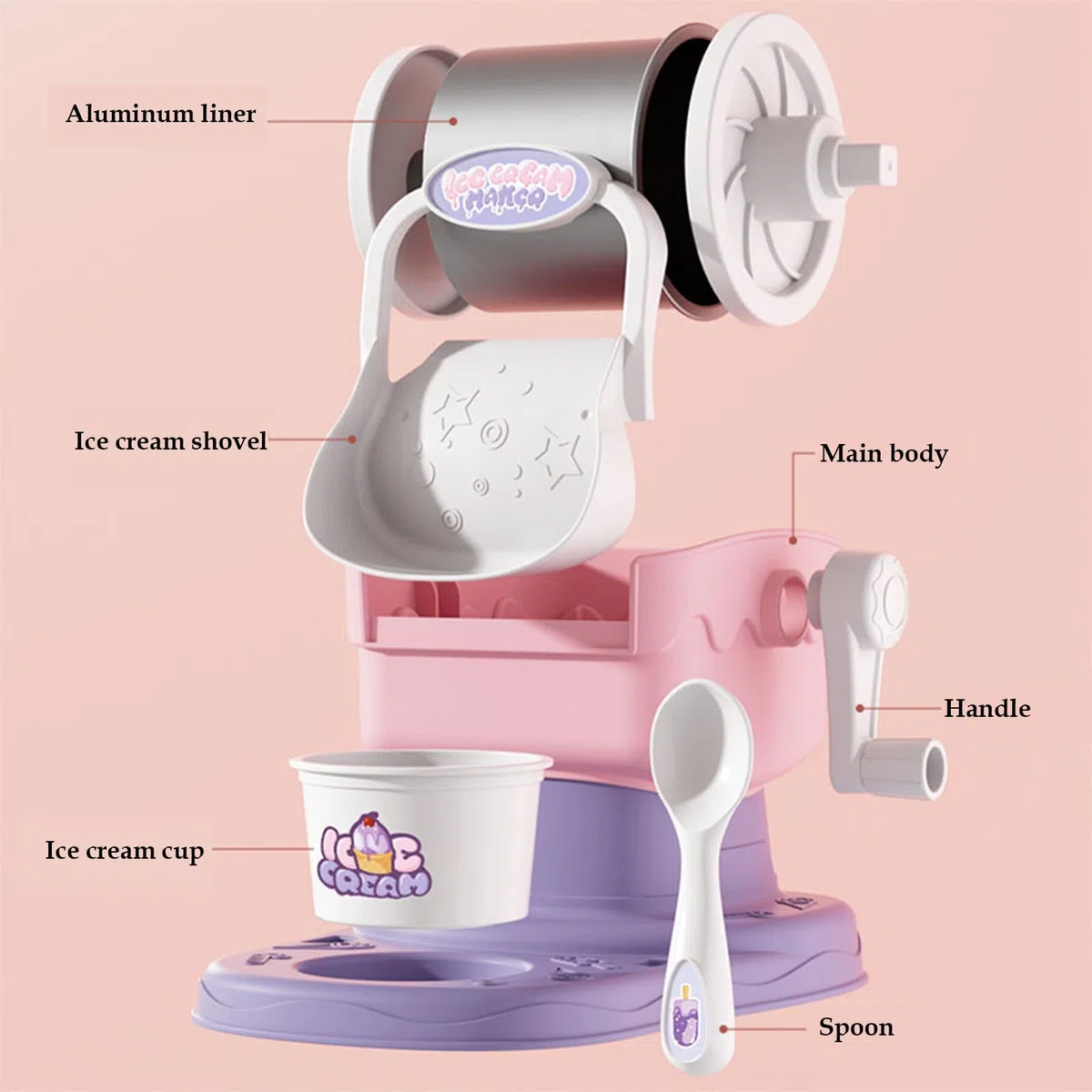 Máquina Para Hacer Helados Para Niños, Máquina Para Hacer Batidos, Máquinas De Suave Manual Y Fácil De Limpiar, Herramienta Con Resultados Rápidos Para Cocina Doméstica Postres Caseros