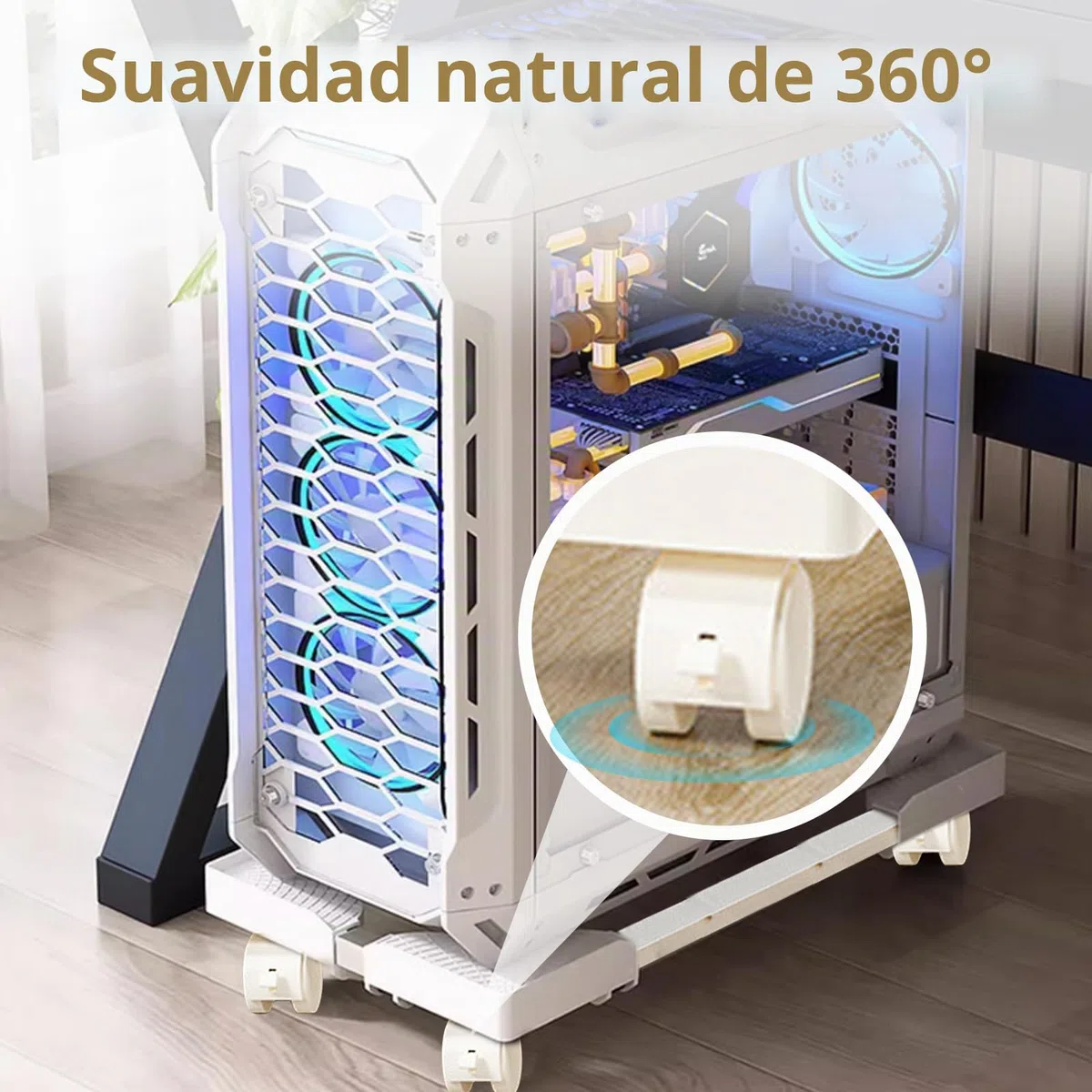 SPORWAY Soporte para CPU para PC, Tamaño Ajustable Soporte Soporte para CPU, Soporte para PC Móvil con Ruedas Giratorias con Bloqueo, Carro de CPU Debajo del Escritorio (Blanco)