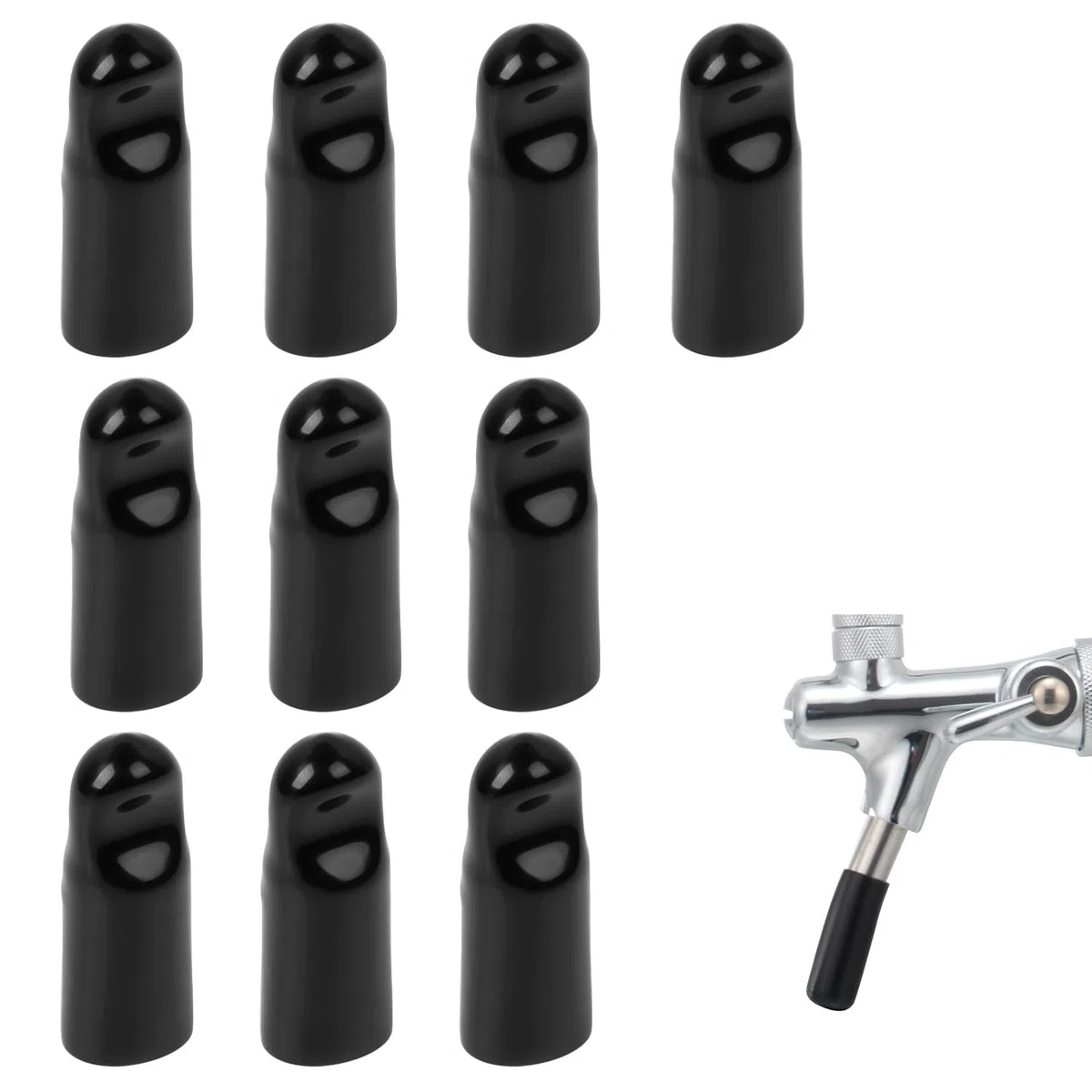 Tapón de Grifo de Cerveza, Grifo de Cerveza Negro para el Hogar, Grifo de Tiro de Goma, Tapa Protectora, Tapa de Enchufe, Accesorio de Producción de Cerveza (10Pcs)