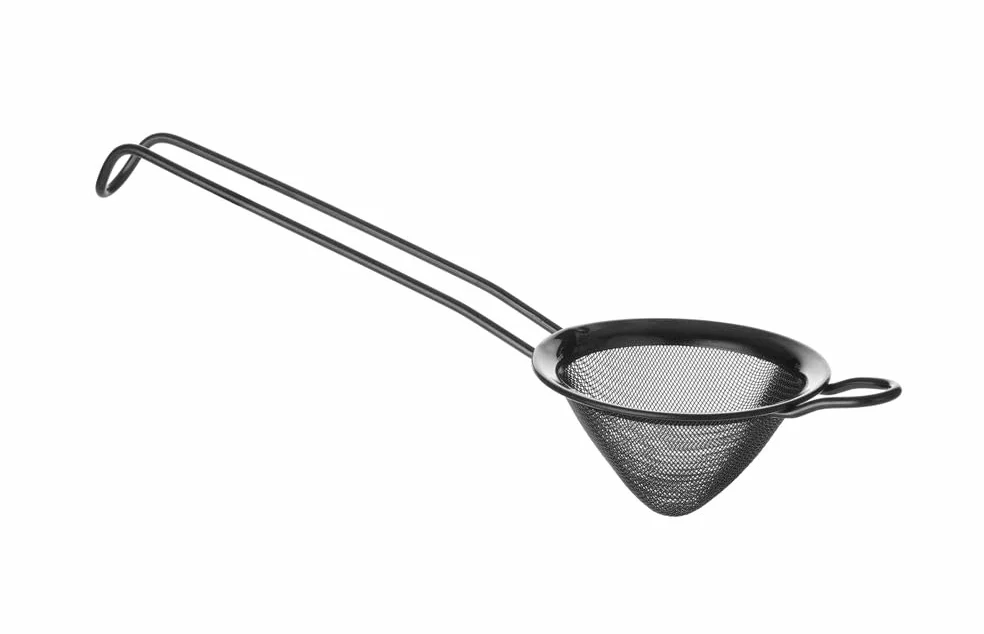 HENDI Colador de bar, cónico, colador de cóctel, colador de malla, colador de cocina, 75x220mm, acero inoxidable, negro