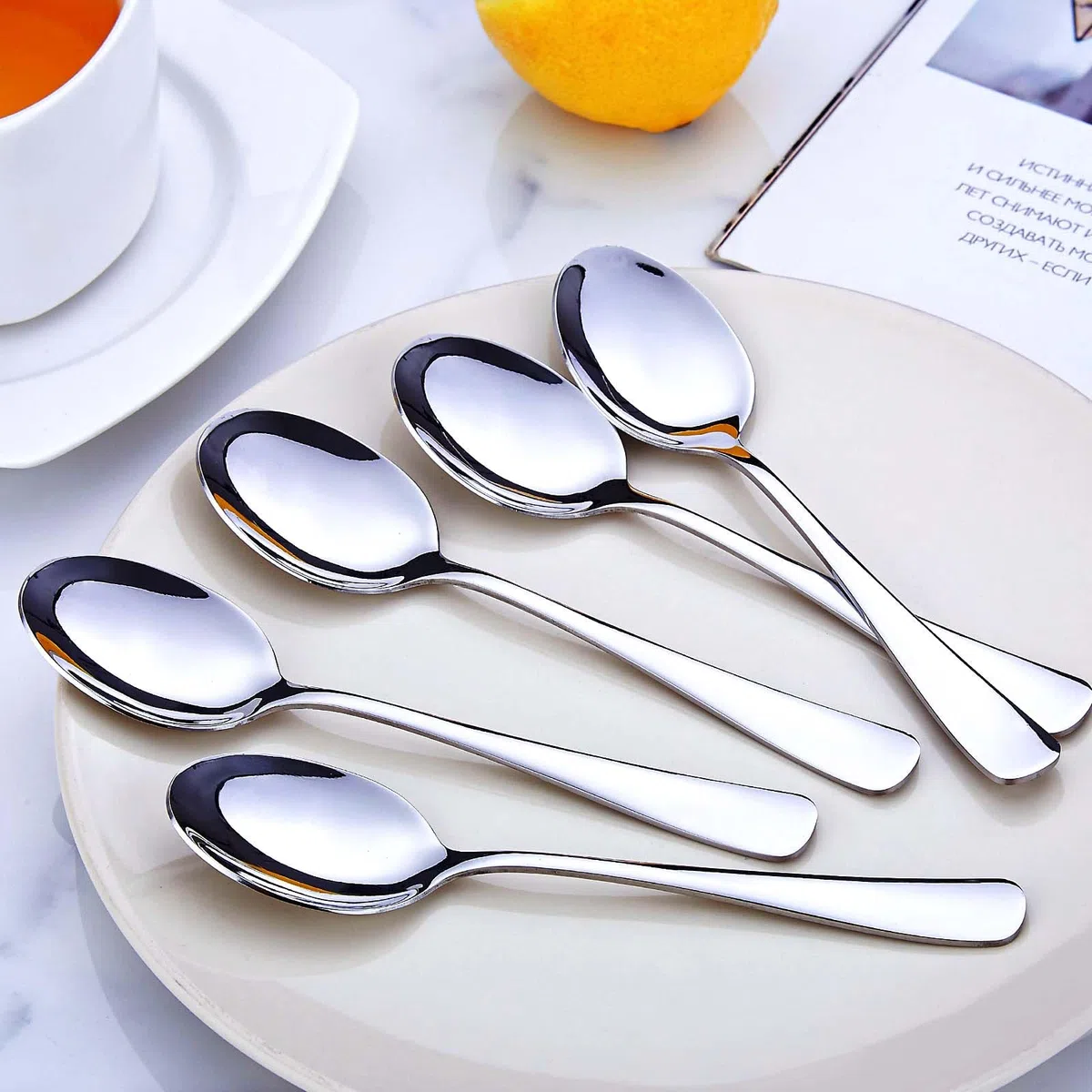 Juego de 36 cucharillas postre PionStar – Acero inoxidable, aptas para lavavajillas – Cucharillas de café, cucharas de postre y más (14 cm / 5,5 pulgadas) – Ideal para hogar, cocina o restaurante