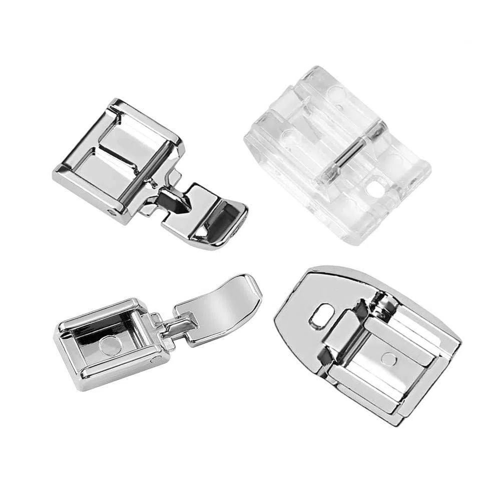Kit universal de pies con cremallera – 4 pies de cremallera estándar e invisibles para máquinas de vástago bajo (Singer, Brother, Janome, Juki) – Accesorios esenciales de costura