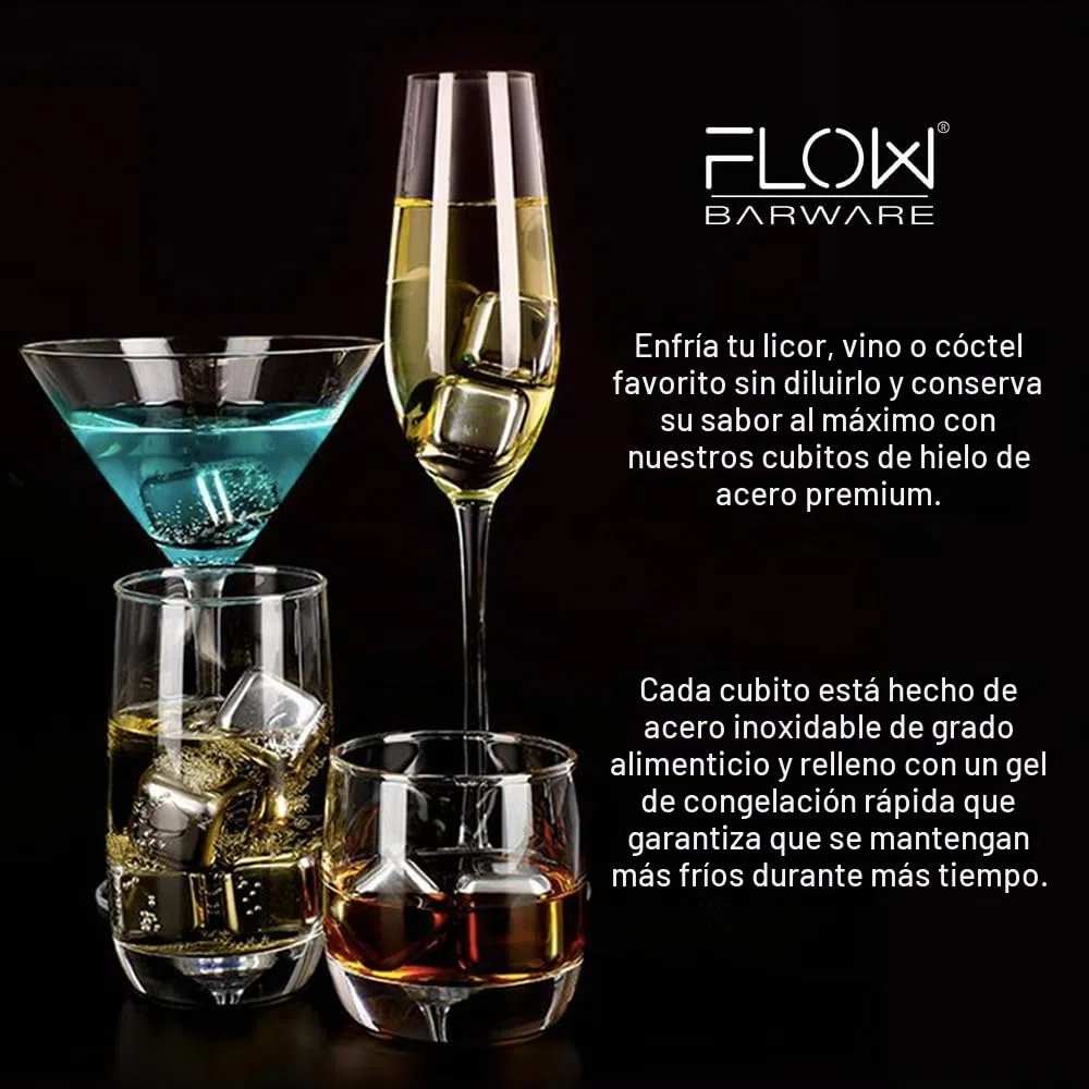10 piedras de whisky de acero inoxidable para enfriar cubitos de hielo, cubitos de hielo de metal reutilizables para bebidas