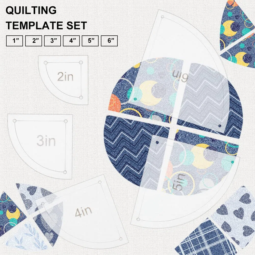 BENECREAT Juego de 10 plantillas acrílicas para acolchar, reglas transparentes de 2/3/4/5/6 pulgadas con protección de película, para manualidades, arte de cocina