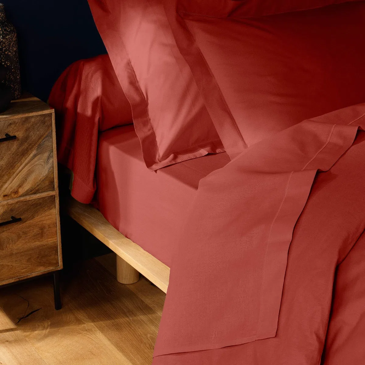 Douceur d'Interior, Sábana Plana (240 x 300 cm) Lina Terracotta, 100% algodón