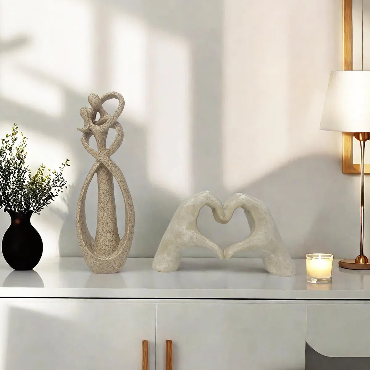 Estatua de Piedra Arenisca, Amantes del Beso, Escultura Tallada, decoración, estatuas