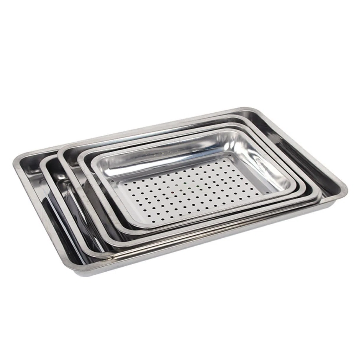 Cabilock Bandeja Escurridora Rectangular Orificios Esquinas de Acero Inoxidable Diseño Sólido y Bordes Suaves para Accesorios de Cocina Multifuncional