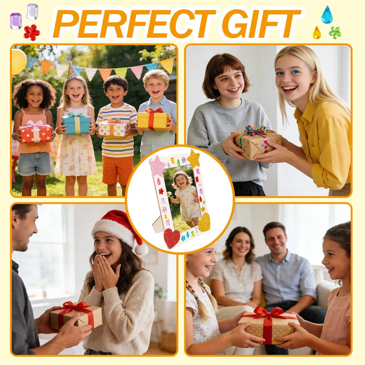 10 marcos de madera para pintar para niños,Kit de manualidades DIY para diseñar tus propios marcos de fotos de 19 x 14 cm,con 12 rotuladores y pegatinas, Ideal para cumpleaños infantiles, manualidades