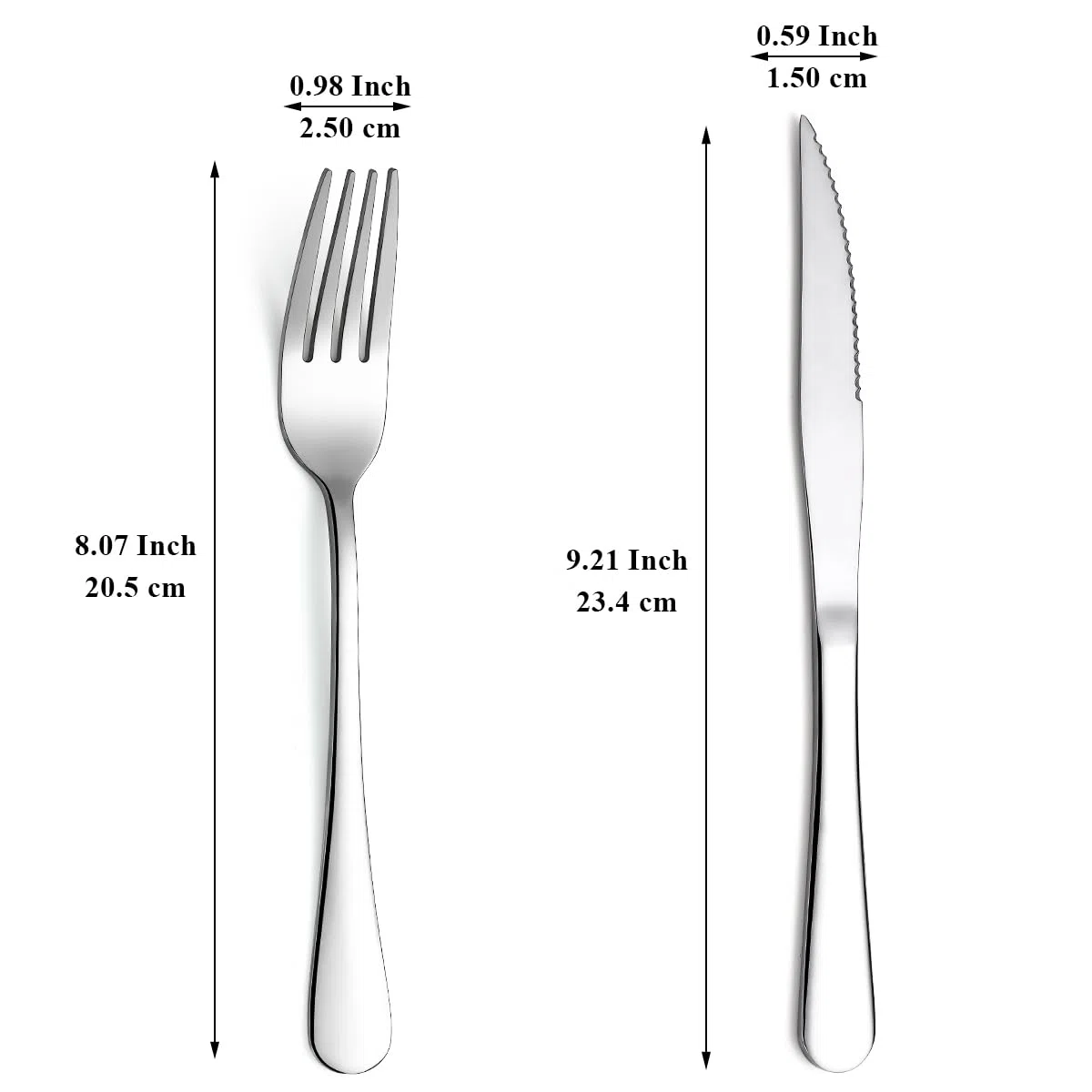 Evanda Juego de Cuchillos para Bistec 24 Piezas, Acero Inoxidable 12 Tenedores y 12 Cuchillos, aptos para Lavavajillas
