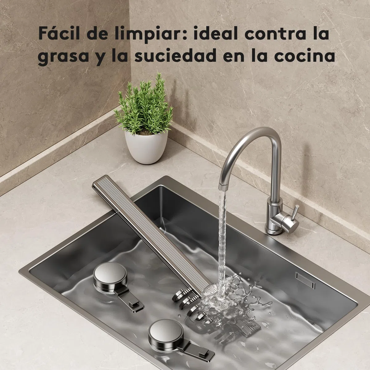 Barra de ganchos para cocina sin taladro con ventosa | 8 ganchos, 40 cm de largo, capacidad de carga de 20 kg, instalación en 1 minuto | Barra desmontable para utensilios de cocina