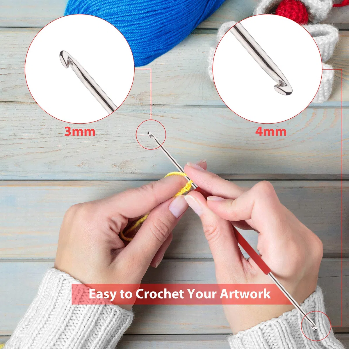 Fuyit Hilo de Tejer Acrílico de 600g (12 Colores x 50g) con 2 Agujas de Crochet, 100% Ovillos Acrílicos Perfectos para Cualquier Proyecto de Crochet y DIY Tejido
