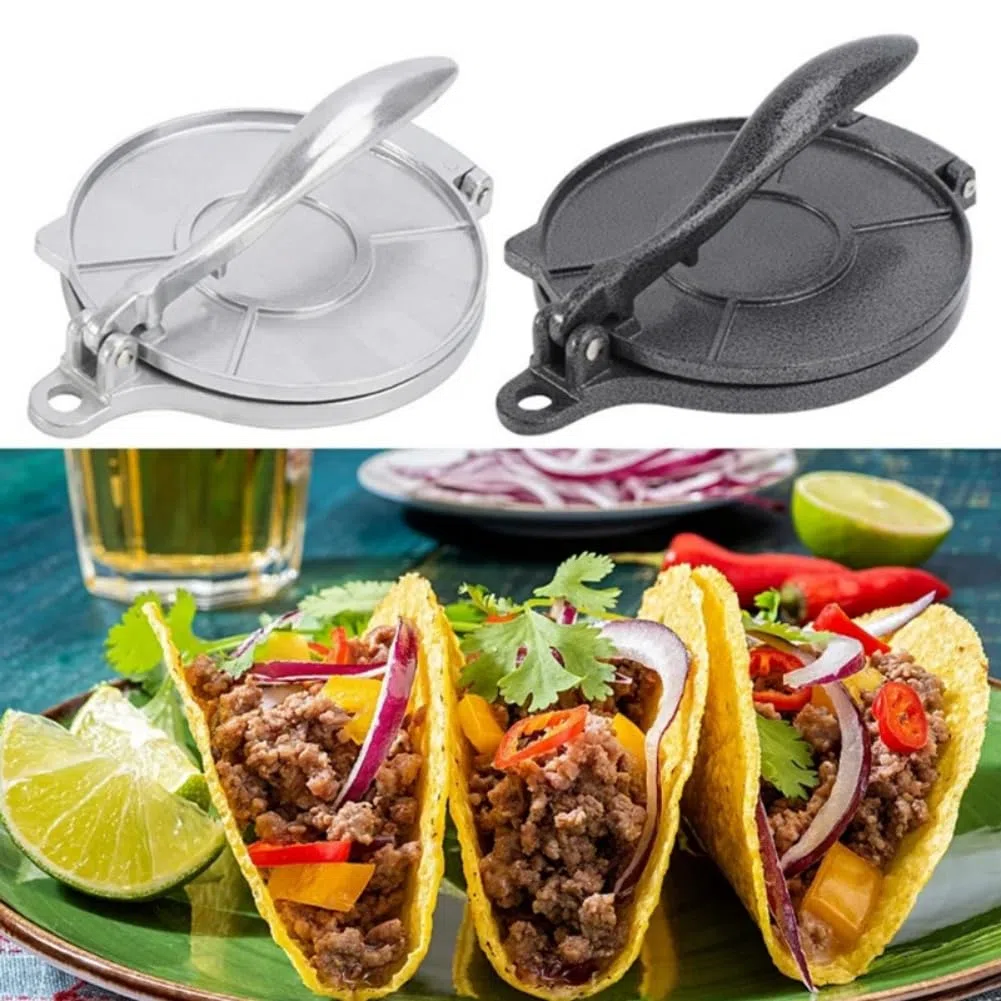 Genérico Prensa de Tortillas, 20cm/16cm, Aluminio Negro, Multifunción, Versátil