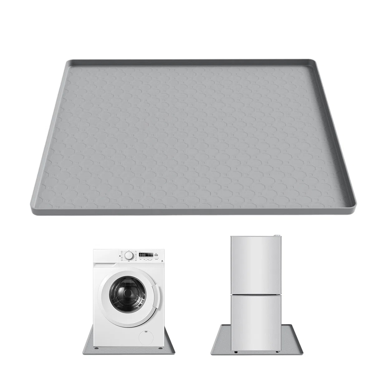 Alfombrilla de silicona para frigorífico, con borde elevado, alfombrilla para frigorífico, antibacteriana, para lavadoras, alfombrilla de silicona para fridge, 50 x 50 cm, bandeja de goteo