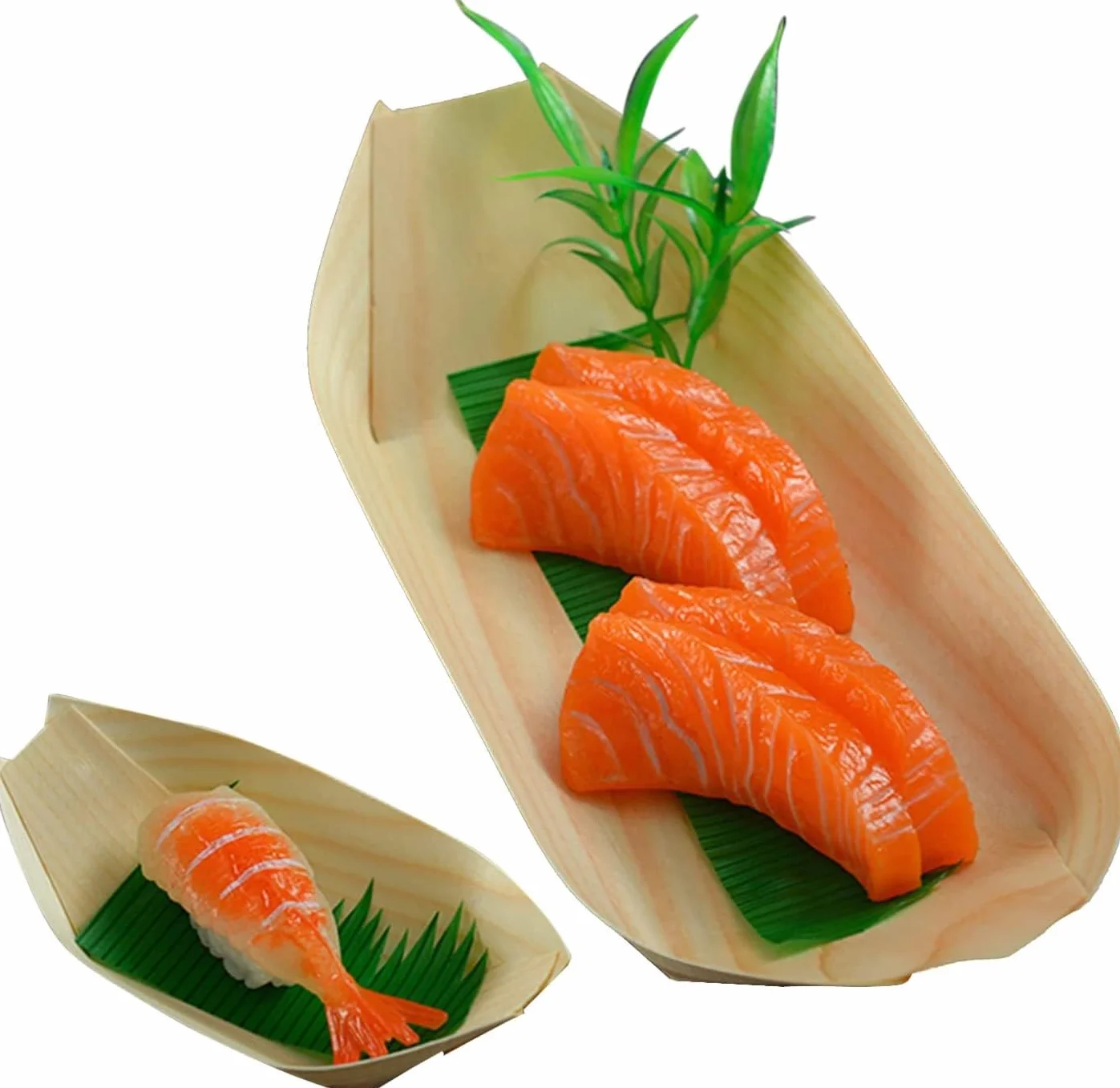 PIQIUQIU 50 Piezas Cuencos Hondo Madera de Pino-19x10cm Platos Desechables orgánicos sostenibles y compostables bocadillos Currywurst Papas Fritas Sushi