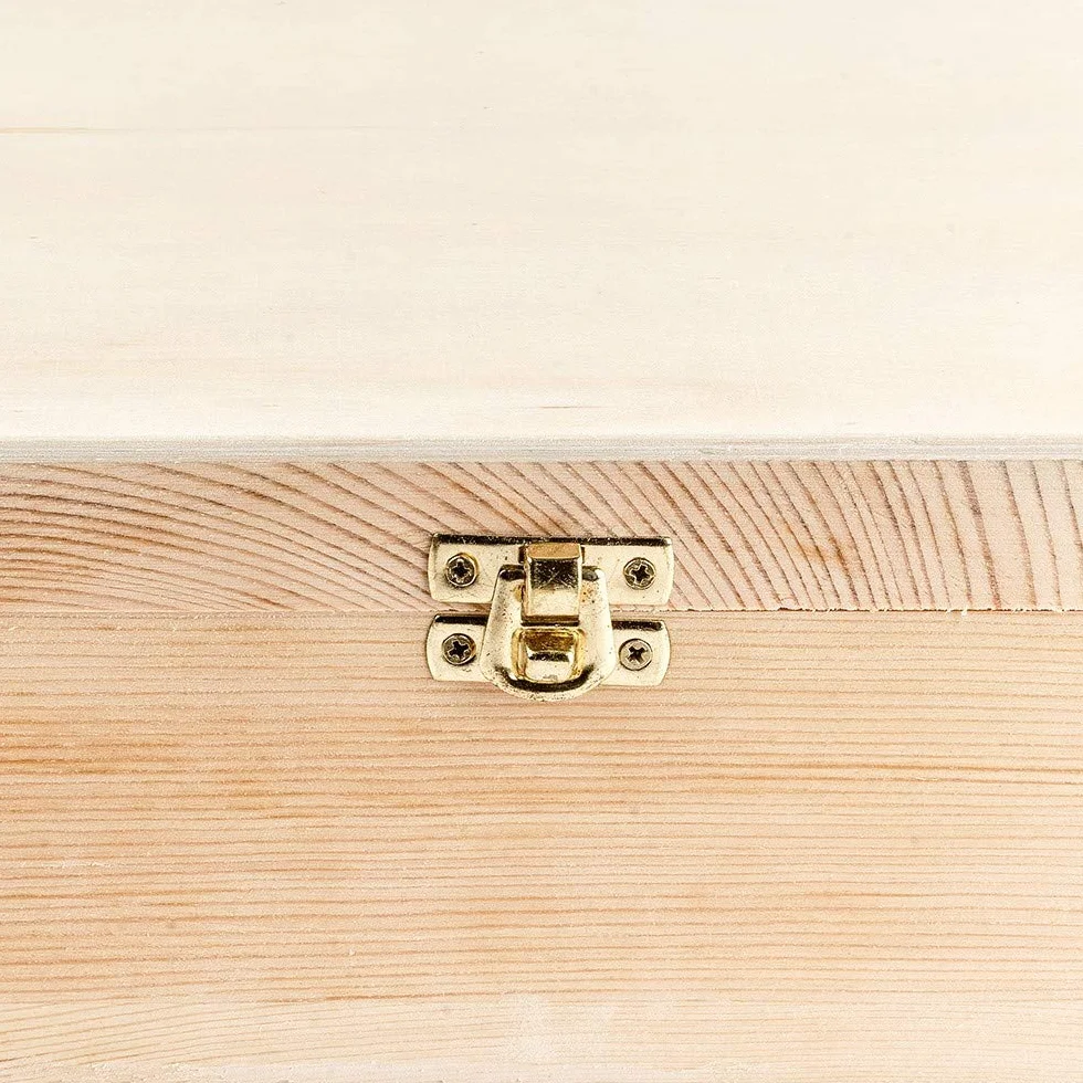 Caja de vino de madera con tapa, 3 compartimentos interiores, 35 x 30 x 10 cm, con cierre de metal dorado, ideal para manualidades y pintura, caja de madera DIY