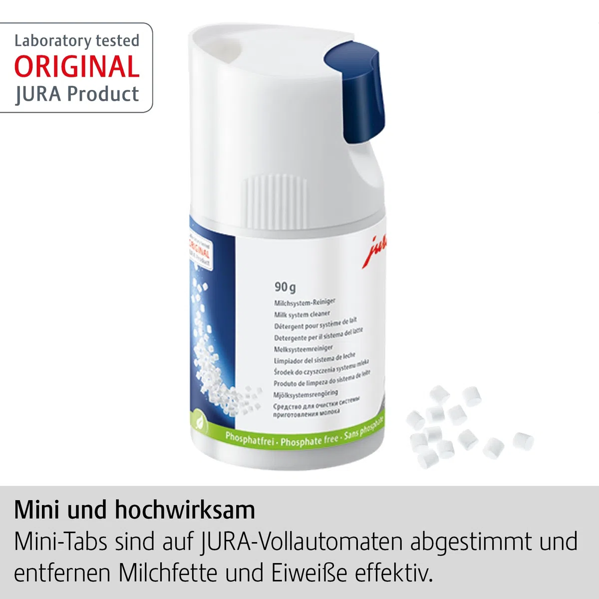 Jura 24158 Mini Tabs con sistema de dosificación 90 g Limpiador de sistema lácteo