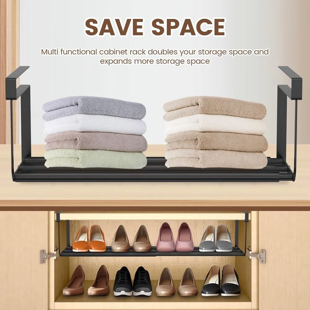 Zapatero Colgante Extensible, Zapatero Retráctil, Organizador para Colgar Debajo del Estante, Soporte Ajustable B