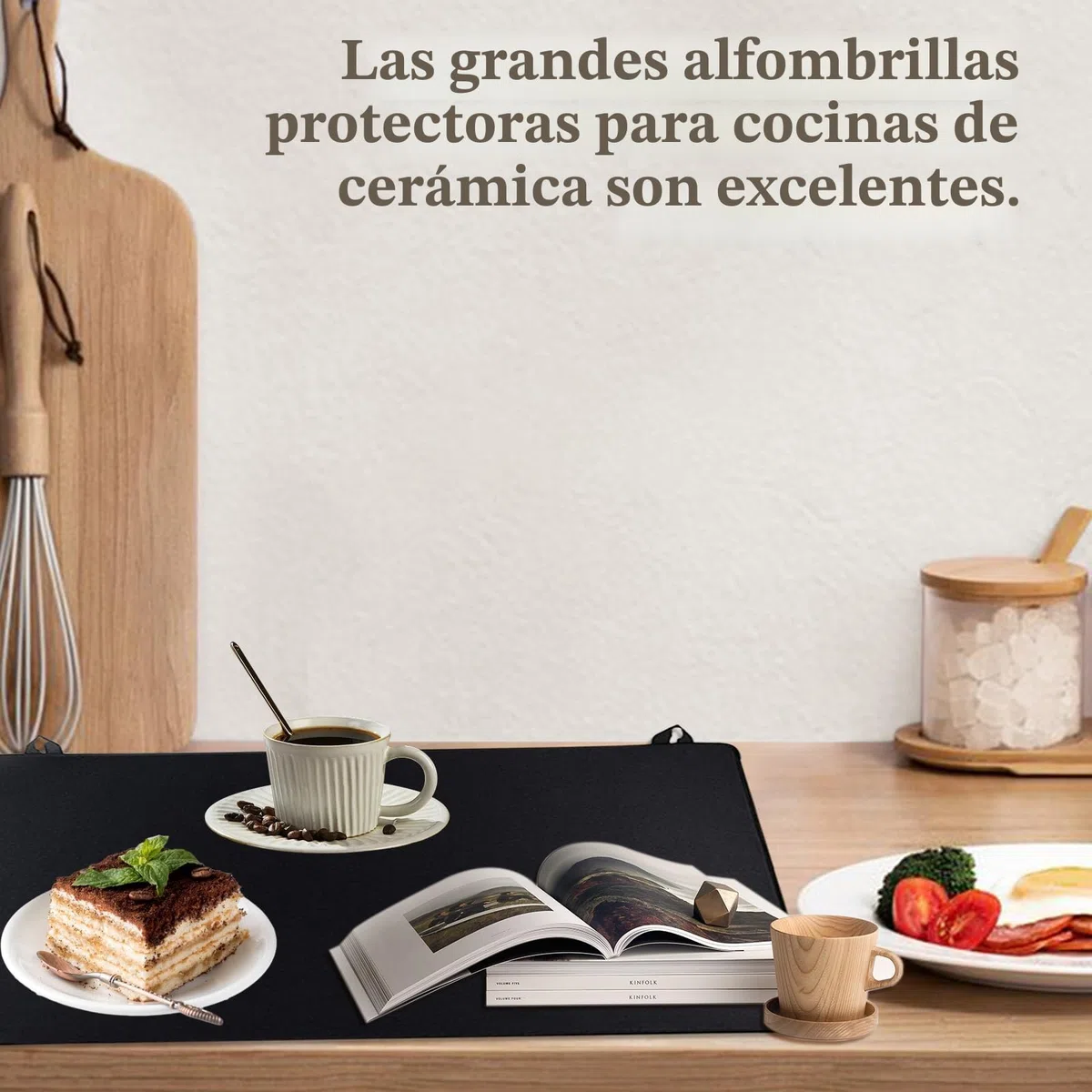 Cubre Vitrocerámica 61 x 53 cm Cubierta para cocina protección contra salpicaduras Cubierta para placa Induccion, Vitrocerámica, Negro