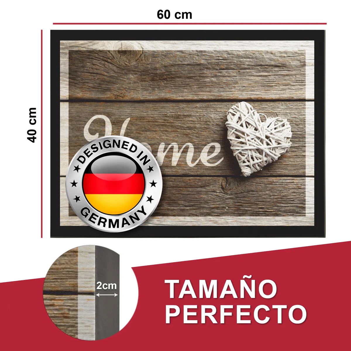 Fußmatte - Muchos diseños - Alfombra atrapamugre para Interior y Exterior - Alfombra Antideslizante - Felpudo limpiapies - Diseño Home 40 x 60 cm