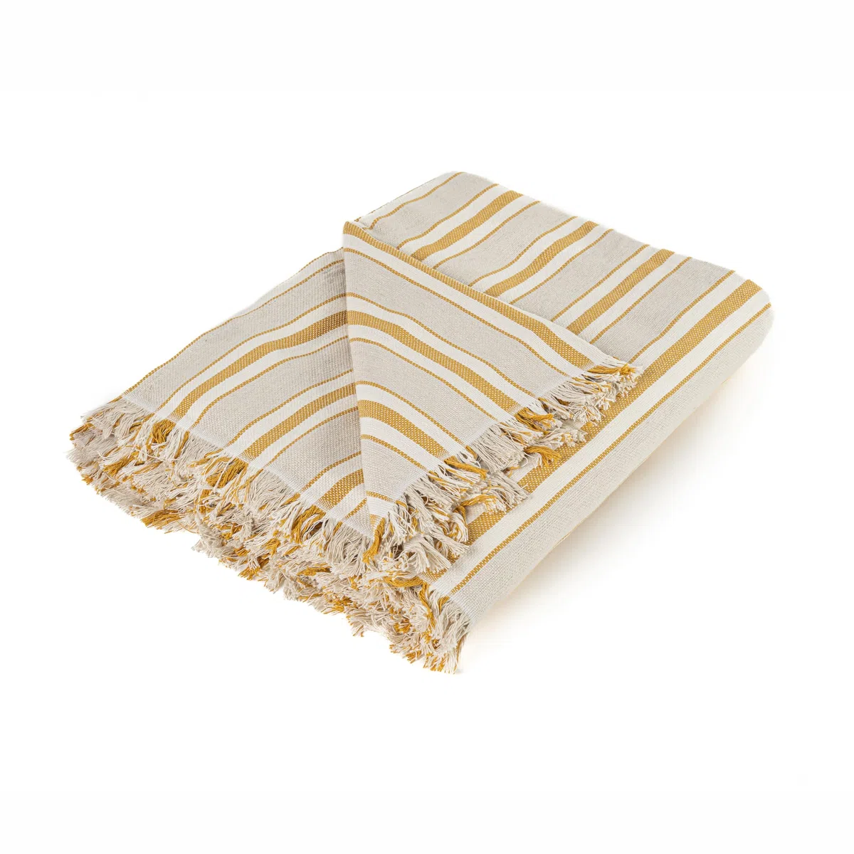 Plaid Multiusos Modelo Ritmo, para Sofa o Cama, Fabricado a Máquina (Amarillo Gold/Beige, 140x190)