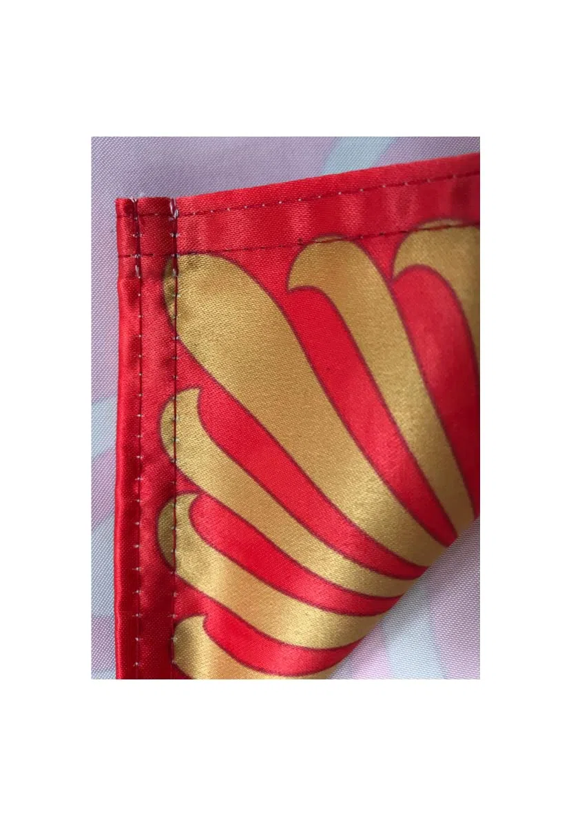Porras E&B Balconera Colgadura Gallardete JHS Corona Semana Santa Religiosa en Tela con lazos 150x70 cm Damasco Rojo a 1 Cara