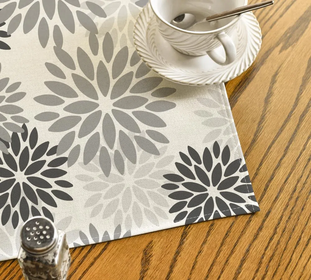 Artoid Mode Flores Gris Dalia Ropa de Mesa de Halloween, Temporada Otoño Cocina Mesa Decoración Interior Vacaciones Fiesta Decoración 120x120 cm