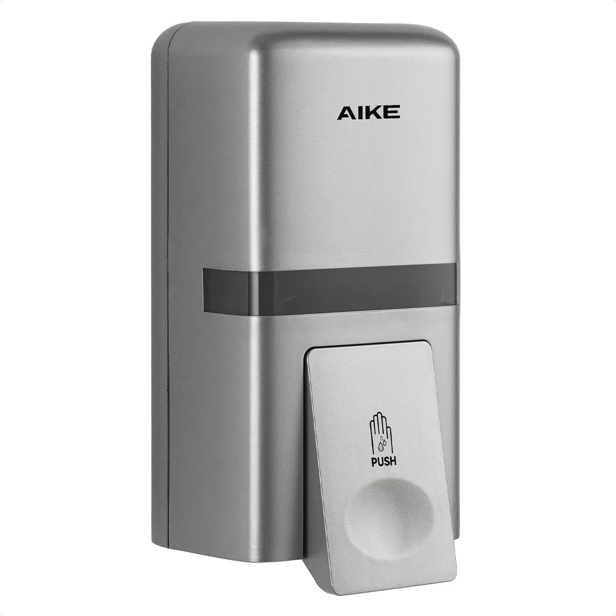AIKE Dispensador De Jabón Pared sin Perforación, 800 ml Manual de Plástico, Dispensador Líquido para Manos Comercial AK1008 (Plata)
