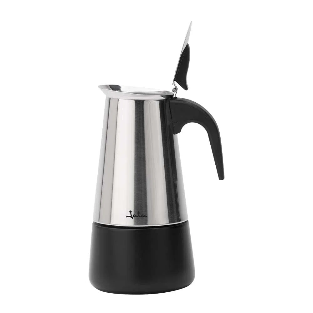 JATA HOGAR HCAF2259 - Cafetera Italiana Inducción 9 Tazas Acero Inoxidable, Cafetera Moka Espresso para Todas las Cocinas, Fondo Full Induction, Asa Ergonómica, 500 ml