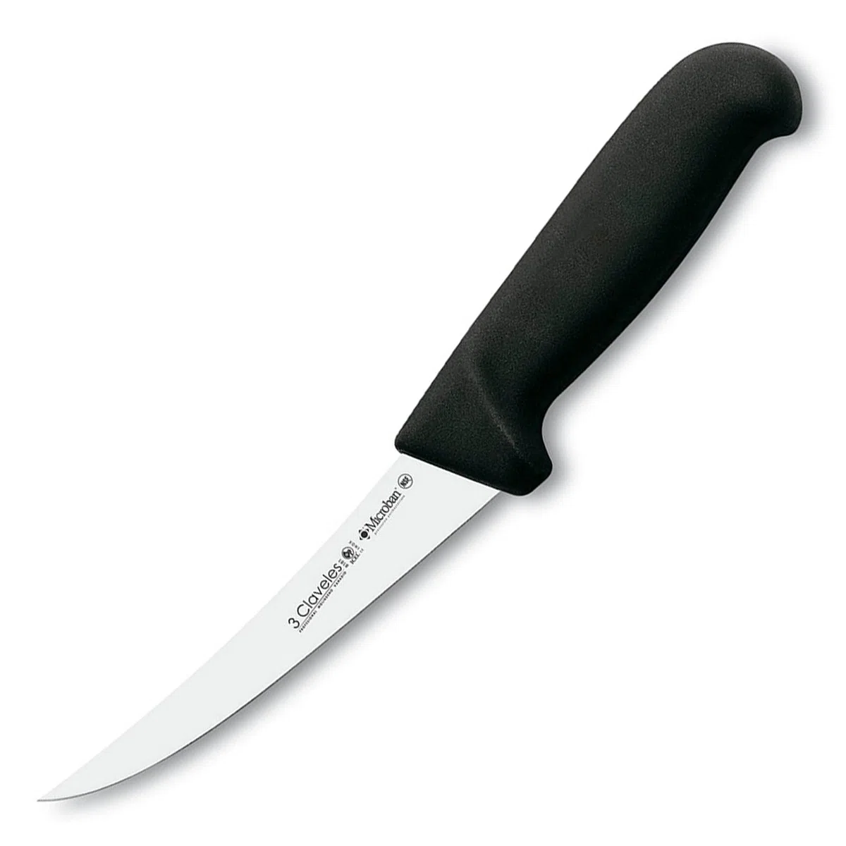3 CLAVELES 8181 - Cuchillo deshuesar curvo Proflex acero inoxidable negro 13 cm