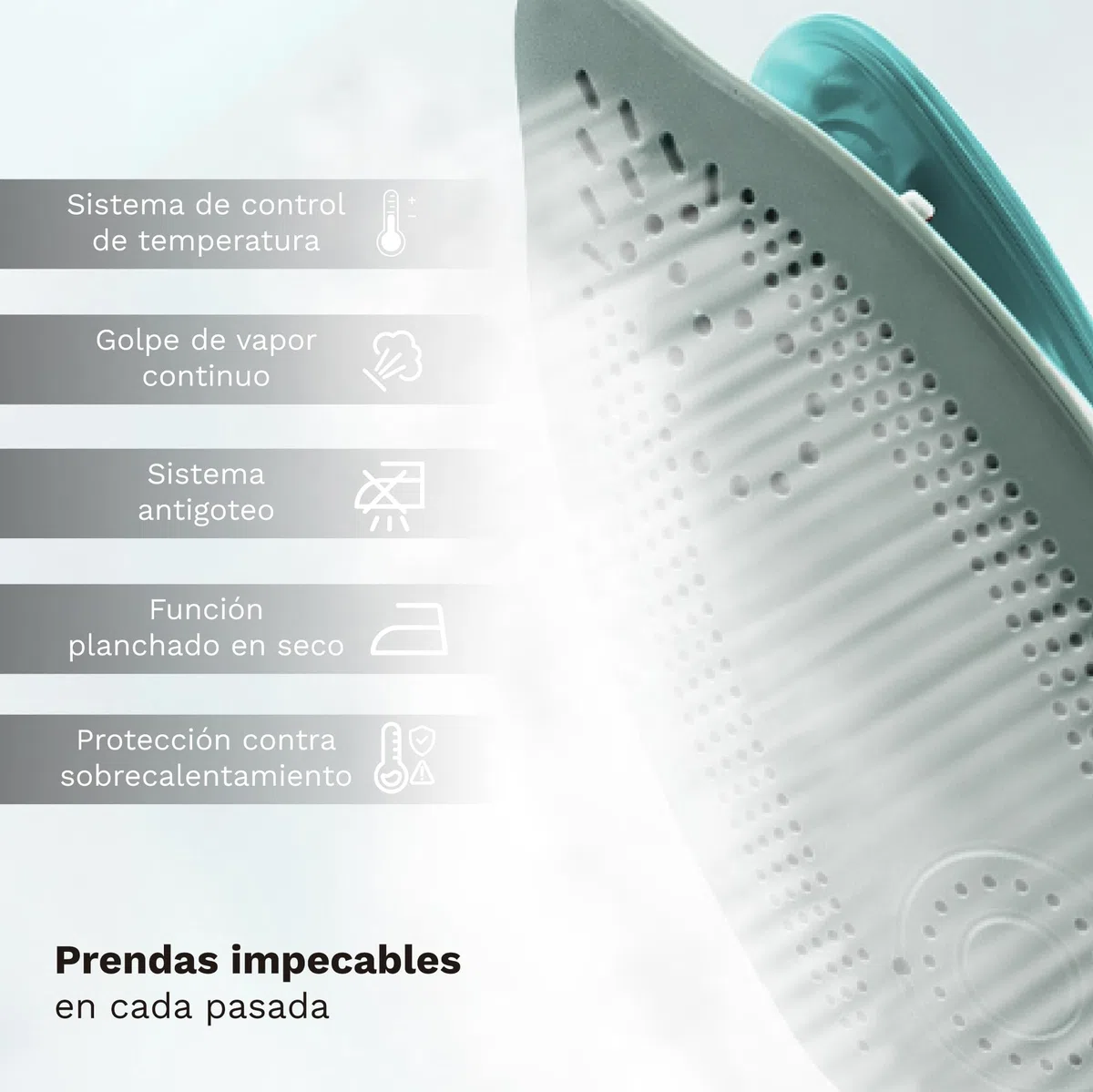 Grunkel - Plancha de Vapor de Viaje -PLV-900- Con Función Planchado en seco. Vapor Continuo y Golpe de Vapor Plancha de ropa para viajar con Sistema Control de Temperatura - 900W - Verde