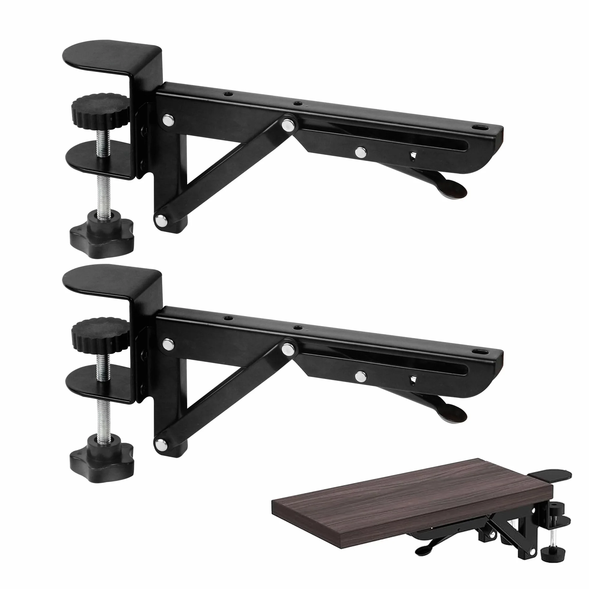 Teclado Plegable Soporte Bandeja Estantería - Estante De Teclado Plegable Abrazadera Ratón Con Ajustable C -Clip, ExtensióN Escritorio Para Mesa, Oficina Bricolaje, 2pcs