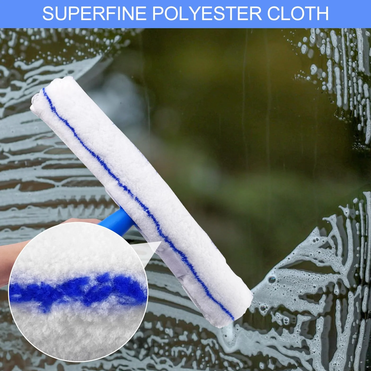 Newpop 2 En 1 Rasqueta Limpiacristales Telescopico Kit, Escobilla de Goma para Suelo, Escoba de Agua,120cm Palo Limpiacristales Extensible, Limpiador de Ventanas, Silicona Limpieza Cristales
