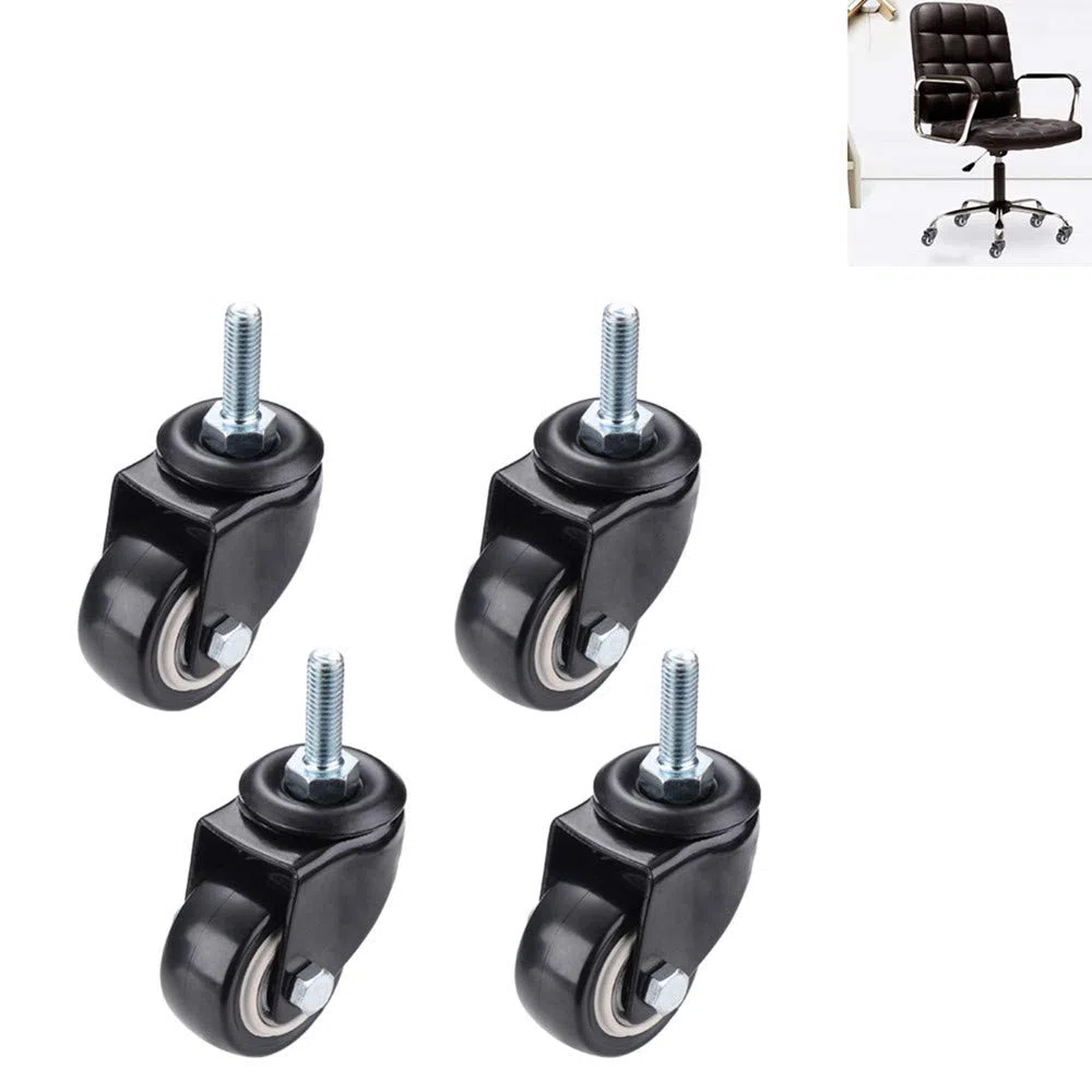 Ruedas giratorias seguras de 1.5 pulgadas para sillas de oficina, goma protectora incluida, para todos los pisos, 8 x 25 mm, herrajes (4)