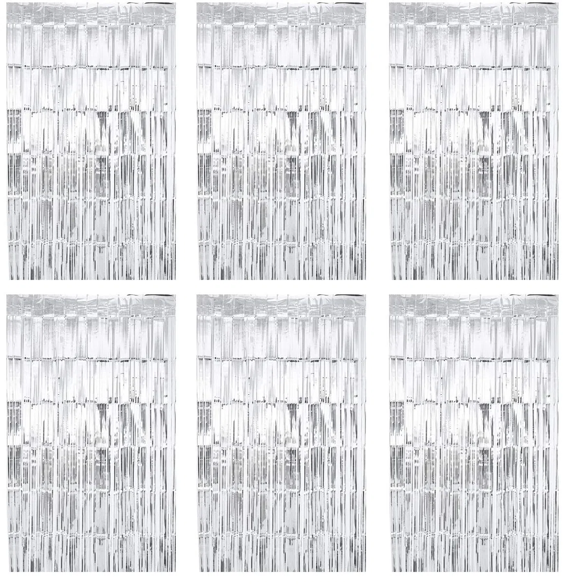 6 Piezas Cortina de Oropel Metálica, Foil Fringe Flecos Aluminio Lamina Serpentinas para Fiesta Cumpleaños Boda Puerta Ventanas Decoración, 1 x 2M